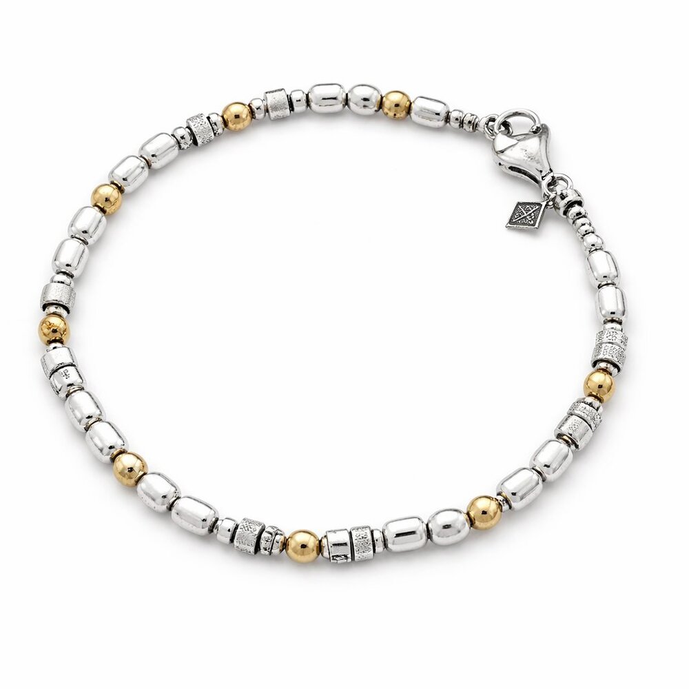 Silpada Sterling Silver & Gold Bead Bracelet Two Tone Retired